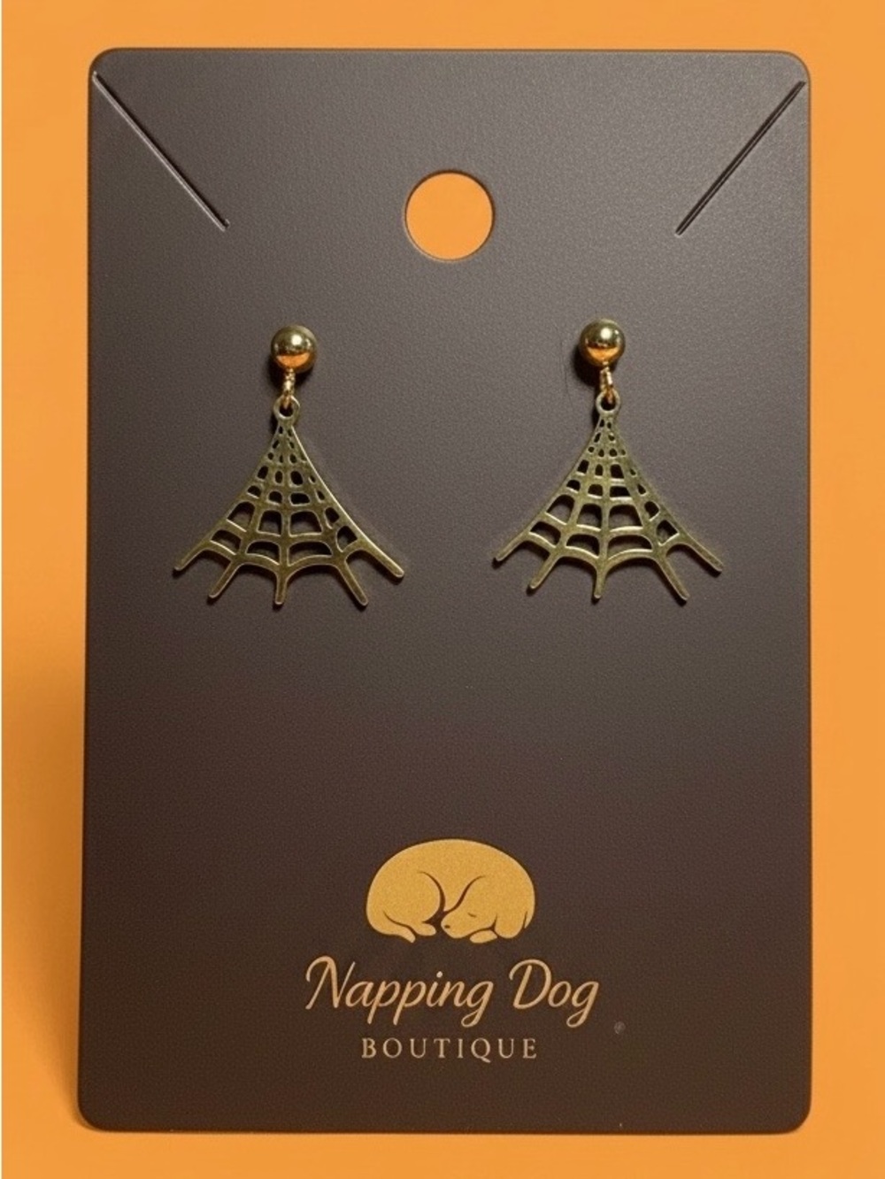 Gold Spiderweb Drop Earrings